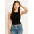 ATLIES Womens Black Sleeveless High Neck Crop Top