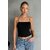 ATLIES Womens Solid Black Spaghetti Strap Camisole Crop Top
