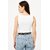 ATLIES Womens Structured Sleeveless Crop Top  Solid White