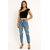 ATLIES Women Black Ribbed One Shoulder Crop Top
