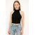 ATLIES Womens Black High Neck Halter Crop Top