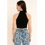 ATLIES Womens Black High Neck Halter Crop Top