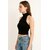 ATLIES Womens Black High Neck Halter Crop Top