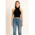 ATLIES Womens Black High Neck Halter Crop Top