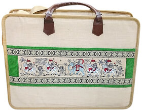 Handcrafted Cotton Canvas Laptop Office Bag with Traditional Indian Folk Art Print  Eco-Friendly Handbag for Men  Wome