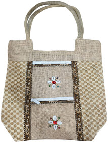 Handmade Jute Handbag for Women  Eco-Friendly Natural Fiber Tote Bag with Zipper Pockets  Ethnic Indian Handicraft Sho