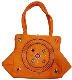 Orange Premium Fabric Handmade Handbag For Women