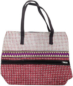 White Premium Jute Hand Crafted Design Multipurpose Bag For Women