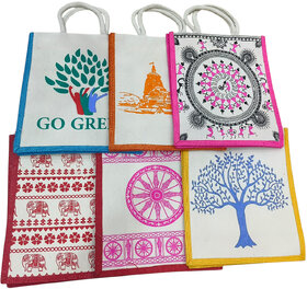 multi-purpose usebag eco-friendly jute bags for men, women and kids (pack of 6 ) Waterproof Multipurpose Bag (White, 12.