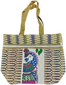 Ethnic shantiniketan cotton tote bag styliosh and eco friendly Waterproof Sling Bag (White, 7.5 L)