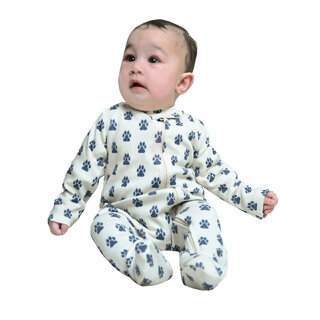 Kid Kupboard Cotton Unisex Baby Jumpsuit, White, Full-Sleeves, 9-12 Months KIDS8122