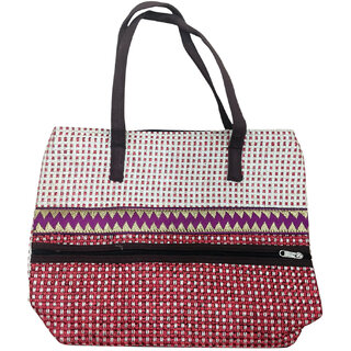 White Premium Jute Hand Crafted Design Multipurpose Bag For Women