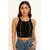 ATLIES Womens Black Contrast Stitch Sleeveless Crop Top