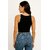 ATLIES Womens Black Contrast Stitch Sleeveless Crop Top
