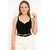 ATLIES Womens Black Contrast Trim Sleeveless V-Neck Top