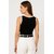 ATLIES Womens Black Contrast Trim Sleeveless V-Neck Top