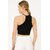 ATLIES Womens Black One-Shoulder Halter Crop Top