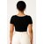 ATLIES Womens Black Ribbed Contrast Trim Fitted Top