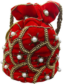 Red Premium Velvet Potli Bag For Women