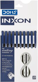 Doms Inxon Blue Ball Pen 0.7mm  Soft Rubberized Grip PACK of 10 Blue Ballpens