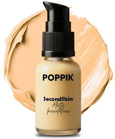 POPPIK Second Skin Matte Foundation Rich Cashew, 40ml for All Skin Types