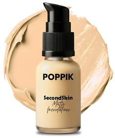 POPPIK Second Skin Matte Foundation Caramel Hazelnut, 40ml for All Skin Type
