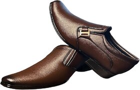Classic Men's Polished Brown Office  Business Wear Shoes