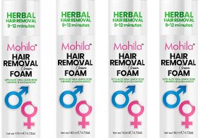 4 Packs of Mohila Hair Removal Cream For Hair Removal Foam Spray For Men  Women Painless Hair Removal (Pack of 4)