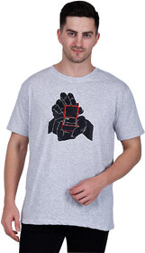 Life Dream Mens Grey Color Block Cotton Blend Round Neck T-Shirt