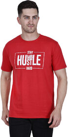 Life Dream Mens Red Block Print Cotton Blend Round Neck T-Shirt