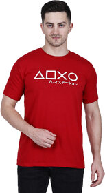 Life Dream Mens Red Solid Cotton Blend Round Neck T-Shirt