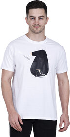 Life Dream Mens White Badge Cotton Blend Round Neck T-Shirt