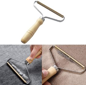Minha Carpet Pet Hair Remover, Portable Spark Lint Roller with Wooden Handle, Carpet Pile Brush with Double Sided Metal