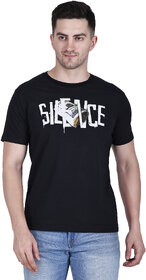 Life Dream Mens Black Embellished Cotton Blend Round Neck T-Shirt