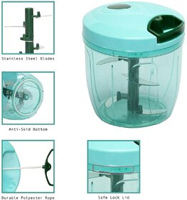 MINHA 2 in 1 1000 ml Dori Handy Manual Chopper  Compact Cutter with 6 Stainless Steel Blades with Whisker for Onion, Ve