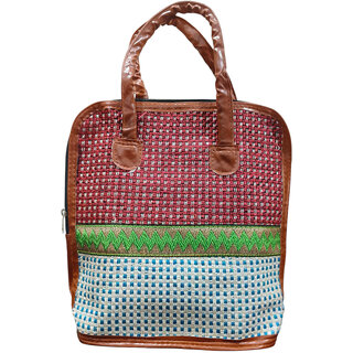 Jute shoulder hand bags, spacious design, womens fashion Multipurpose Bag (Red, 7.4 L)