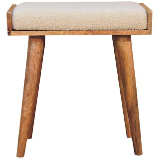 Boucle Cream Tray Style Footstool