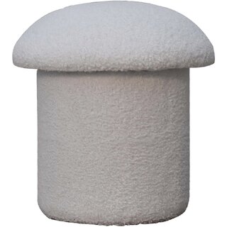 White Boucle Mushroom Footstool