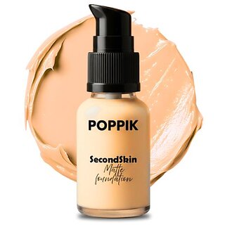 POPPIK Second Skin Matte Foundation Honey Almond, 40ml for All Skin Types