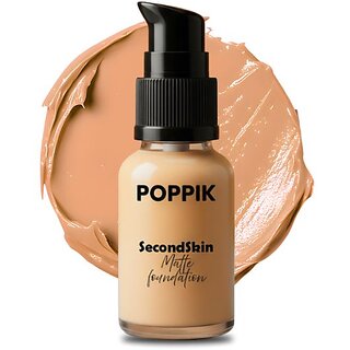 POPPIK Second Skin Matte Foundation Raisin Glow, 40ml for All Skin Types