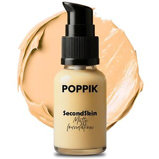POPPIK Second Skin Matte Foundation Rich Cashew, 40ml for All Skin Types