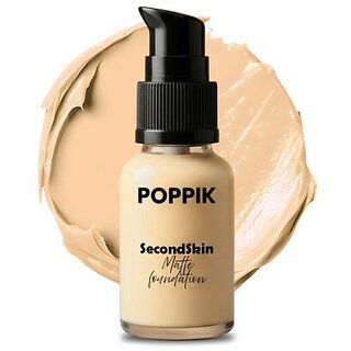 POPPIK Second Skin Matte Foundation Caramel Hazelnut, 40ml for All Skin Type