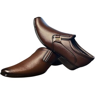 Classic Men's Polished Brown Office  Business Wear Shoes
