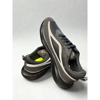 Boys' Black Sports Shoes with Breathable Mesh and Cushioned Insole