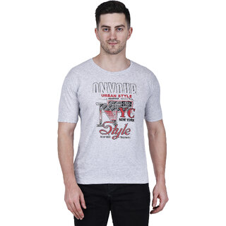 Life Dream Mens White Color Block Cotton Blend Round Neck T-Shirt