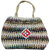 Handcraftedt jute tote bag with colourful zigzag design eco-friendlu  Sling Bag (White, Blue, Green, 8 L)