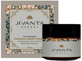 Jivanta Herbal Kanaka Night Face Cream  Night Cream for Glowing Skin, Anti-Aging,  Skin Brightening Moisturizer