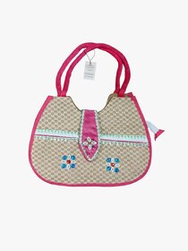 Pink Premium Jute Handcrafted Shoulder Bag For Women