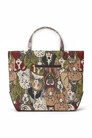 Floral Handwoven Canvas Tote Bag with Faux Leather Handles
