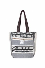 Handwoven Hemp Canvas Tote Bag with Geometric Pattern